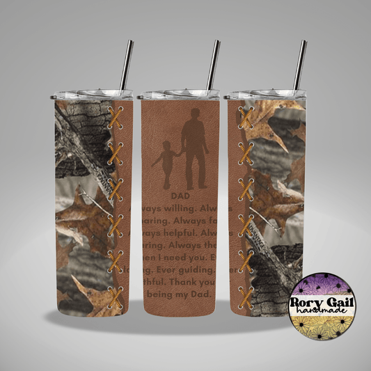Rory Gail Handmade Tumblers Thank You For Being My Dad 20oz Skinny Tumbler