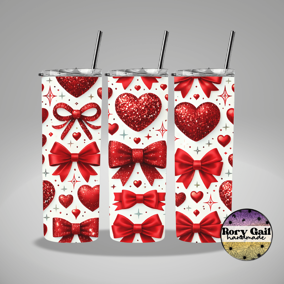 Rory Gail Handmade Tumblers Valentine Bows 20oz Tumbler