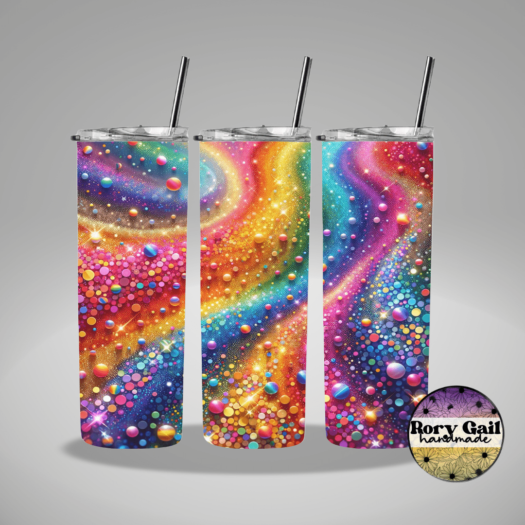 Rory Gail Handmade Tumblers Whimsy Rainbow Glitter 1 Whimsy Glitter Rainbow 20oz Tumblers