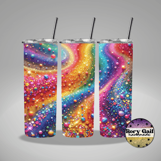 Rory Gail Handmade Tumblers Whimsy Rainbow Glitter 1 Whimsy Glitter Rainbow 20oz Tumblers