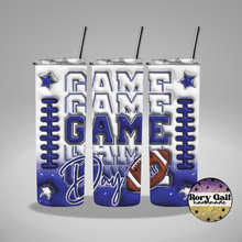 Load image into Gallery viewer, Rory Gail Handmade Tumblers White/Blue Football Game Day 3D Inflated 20oz Tumblers
