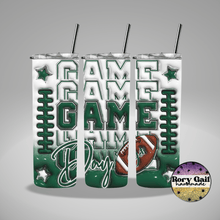 Load image into Gallery viewer, Rory Gail Handmade Tumblers White/Green Football Game Day 3D Inflated 20oz Tumblers
