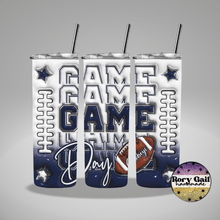 Load image into Gallery viewer, Rory Gail Handmade Tumblers White/Navy Football Game Day 3D Inflated 20oz Tumblers
