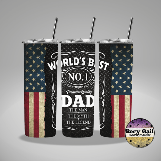 Rory Gail Handmade Tumblers World's Best Dad 20oz Skinny Tumbler