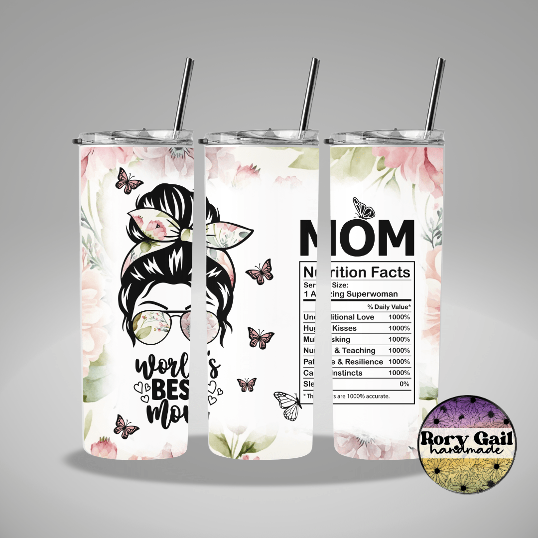 Rory Gail Handmade Tumblers World's Best Mom 20oz Skinny Tumbler