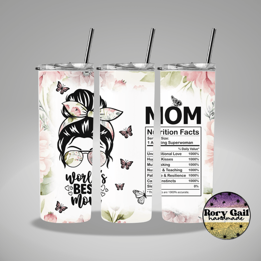 Rory Gail Handmade Tumblers World's Best Mom 20oz Skinny Tumbler