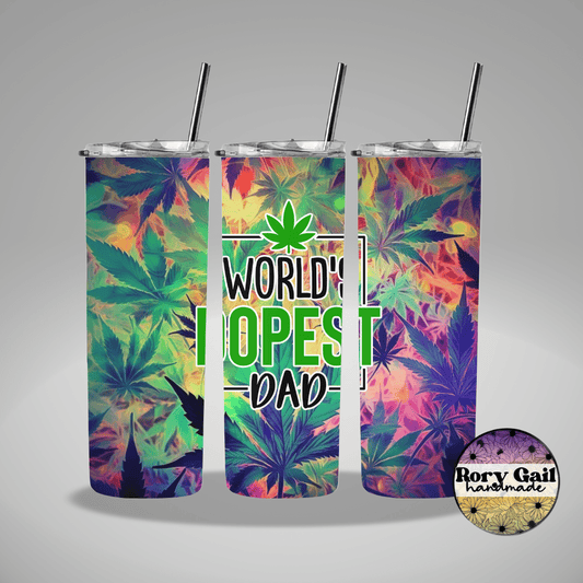Rory Gail Handmade Tumblers World's Dopest Dad 20oz Skinny Tumbler