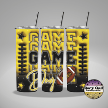 Load image into Gallery viewer, Rory Gail Handmade Tumblers Yellow/Black Football Game Day 3D Inflated 20oz Tumblers
