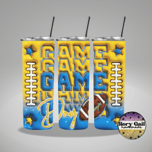 Load image into Gallery viewer, Rory Gail Handmade Tumblers Yellow/Bright Blue Football Game Day 3D Inflated 20oz Tumblers
