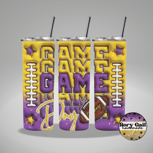 Load image into Gallery viewer, Rory Gail Handmade Tumblers Yellow/Purple Football Game Day 3D Inflated 20oz Tumblers
