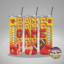 Load image into Gallery viewer, Rory Gail Handmade Tumblers Yellow/Red Football Game Day 3D Inflated 20oz Tumblers
