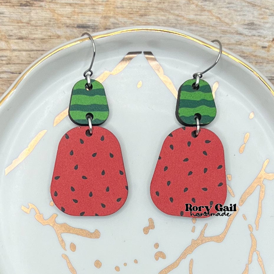 Rory Gail Handmade Watermelon Wood Earrings