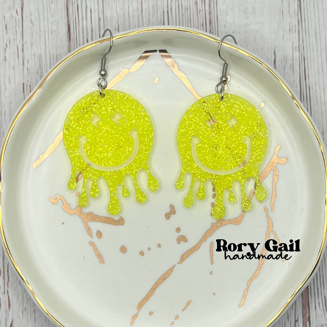 Rory Gail Handmade Yellow Drippy Acrylic Earrings