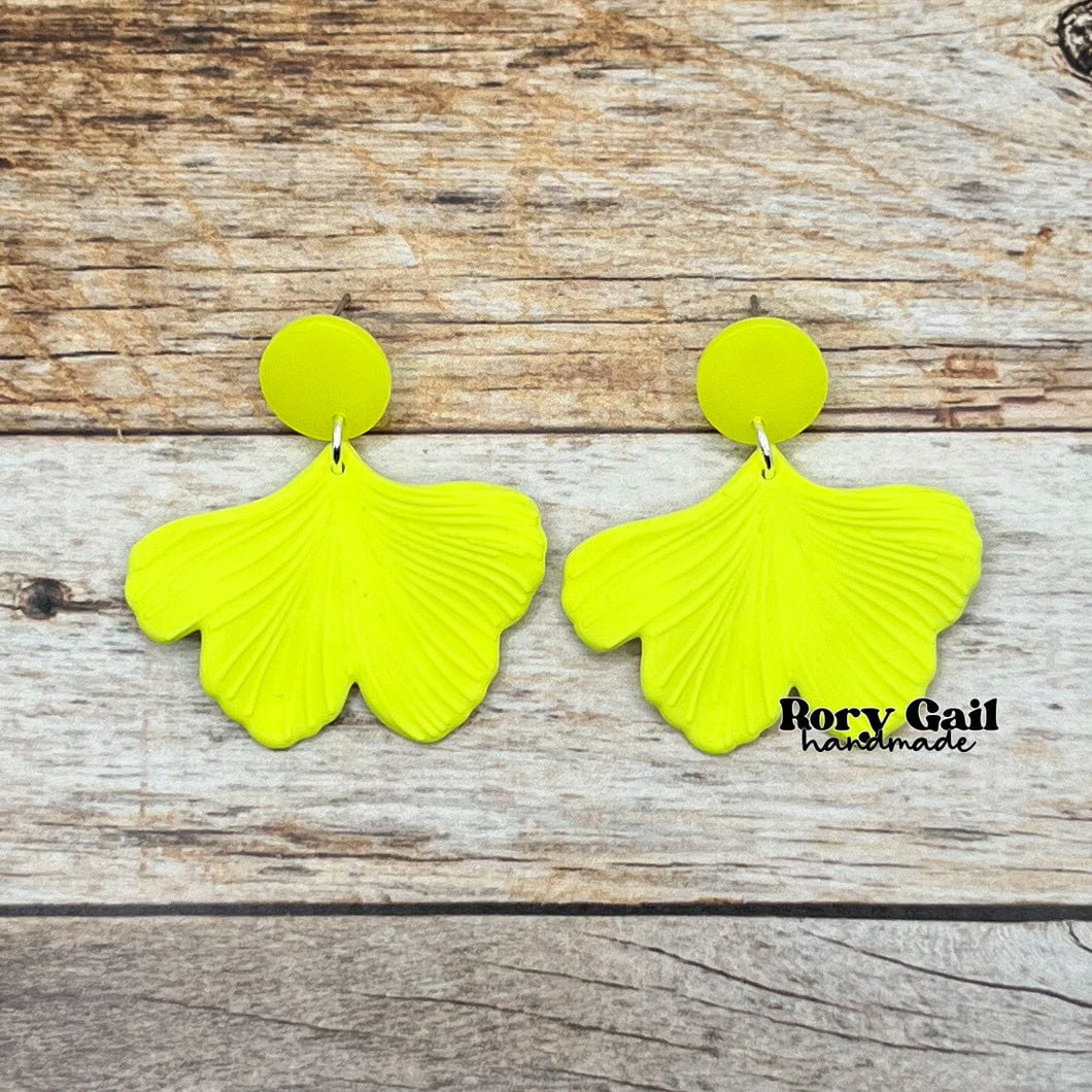 Rory Gail Handmade Yellow Neon Petals Acrylic Earrings