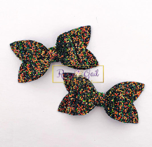 Rory Gail Handmade Black Fall Glitter 3” Double Diva Piggies