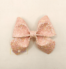 Load image into Gallery viewer, Rory Gail Handmade Blush Sailor Bow Sherbet Glitter 3”

