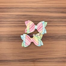 Load image into Gallery viewer, Rory Gail Handmade Bows 1.72 inch Darling Diva Piggies Rainbow Lines
