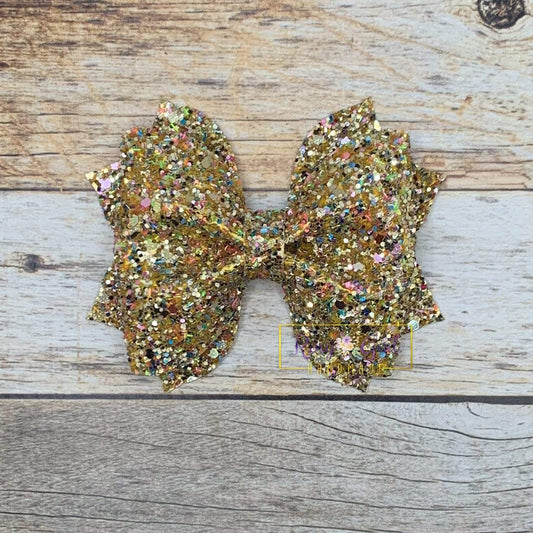 Rory Gail Handmade Bows 3.5 inch Golden Confetti Fall Glitter