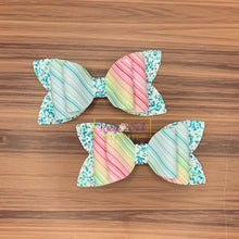 Load image into Gallery viewer, Rory Gail Handmade Bows 3 inch Piggies Rainbow Lines
