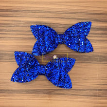 Load image into Gallery viewer, Rory Gail Handmade Bows 3 inch Piggies Royal Blue Glitter
