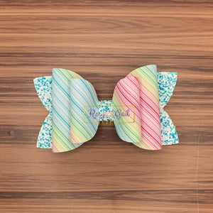 Rory Gail Handmade Bows 4 inch Rainbow Lines