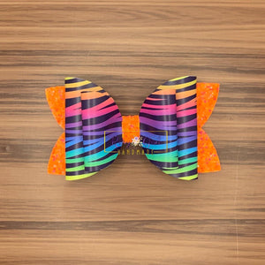 Rory Gail Handmade Bows 4 inch Rainbow Tiger Double Diva Bow