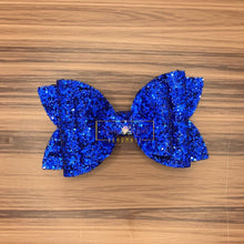 Load image into Gallery viewer, Rory Gail Handmade Bows 4 inch Royal Blue Glitter
