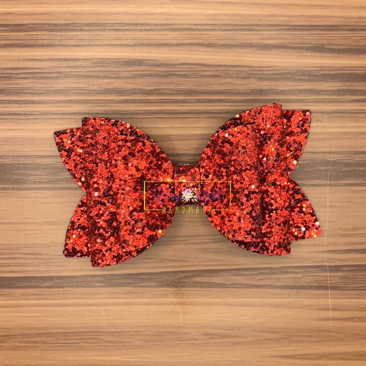 Rory Gail Handmade Bows 4 inch Wild Cherry Glitter