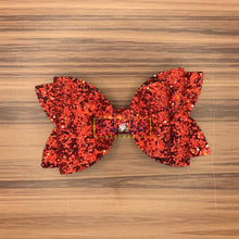 Load image into Gallery viewer, Rory Gail Handmade Bows 4 inch Wild Cherry Glitter
