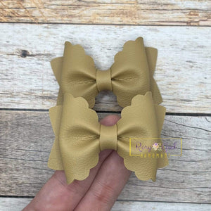 Rory Gail Handmade Bows Almond 2.5 inch Scalloped Pinch Piggies