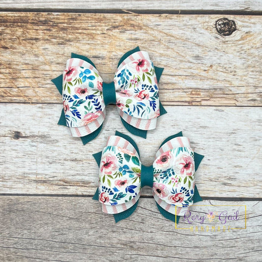 Rory Gail Handmade Bows April Flowers 2.5 inch Phoebe Piggies