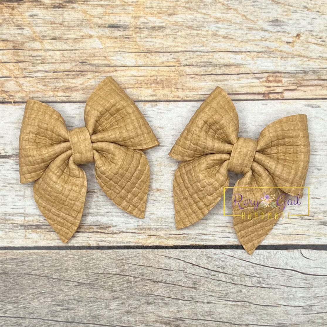 Rory Gail Handmade Bows Autumn Tan 2 inch Sailor Piggies