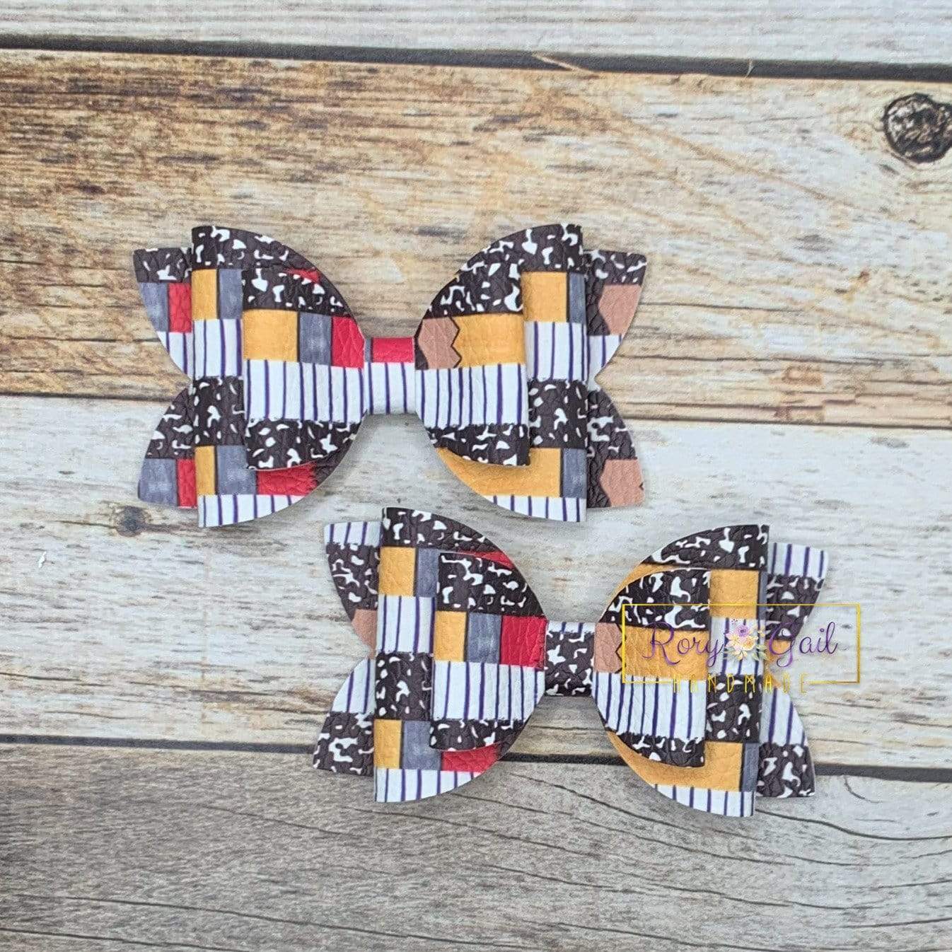 Rory Gail Handmade Bows Back to School Brushstrokes 3” Double Diva Piggies NEW STYLE