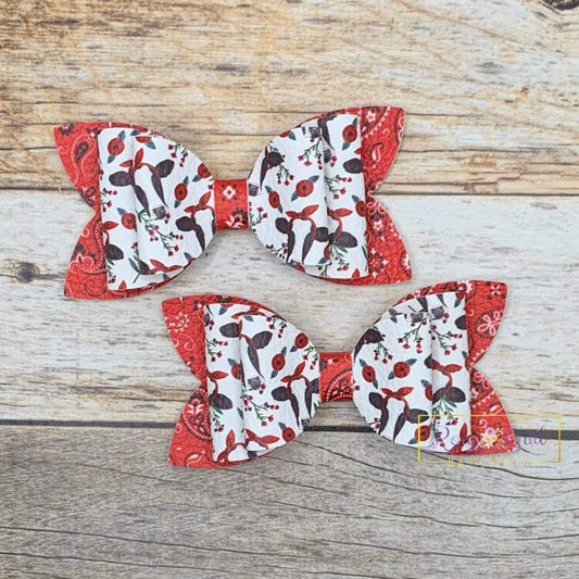 Rory Gail Handmade Bows Bandana Cow 3” Double Diva Piggies