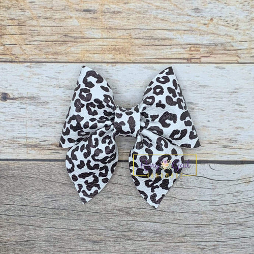 Rory Gail Handmade Bows Black and White Leopard 3 inch Sailor Bow