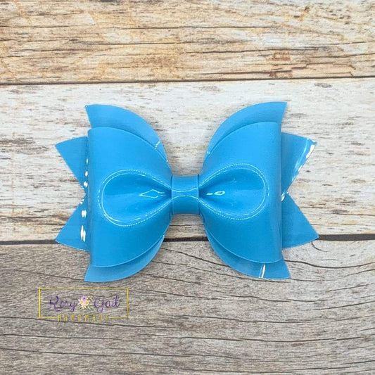 Rory Gail Handmade Bows Blue  3.5 inch Pinch Bow POOL