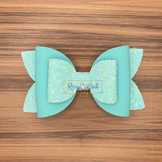 Rory Gail Handmade Bows Blue Pastel 4 inch Double Diva Bow