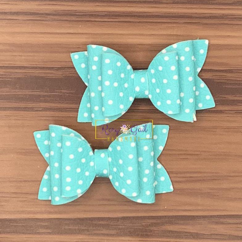 Rory Gail Handmade Bows Blue Polka Dots Piggies Spring Darling Diva 1.72 inch Piggies