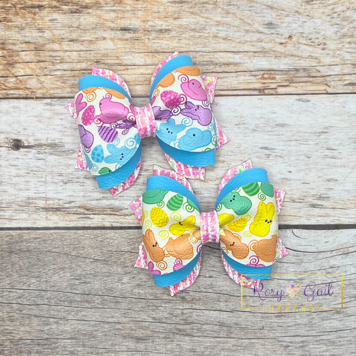 Rory Gail Handmade Bows Bunnies and Chicks 2.5 inch Phoebe Piggies