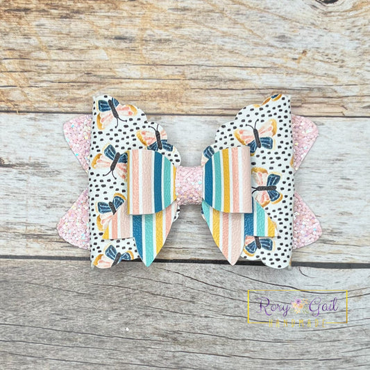 Rory Gail Handmade Bows Butterflies and Dashes 3.5 inch Magnolia Bow