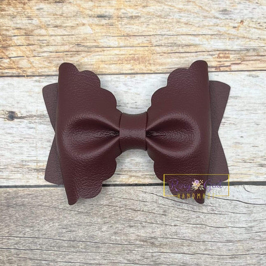 Rory Gail Handmade Bows Cinnamon 3.5 inch Scalloped Pinch Bow