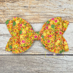 Rory Gail Handmade Bows Citrus Glitter 4” Double Diva Bow