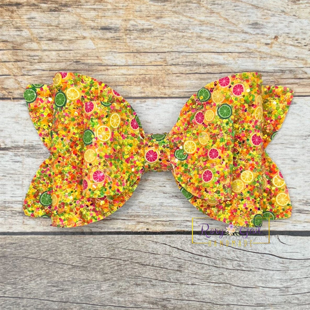 Rory Gail Handmade Bows Citrus Glitter 4” Double Diva Bow