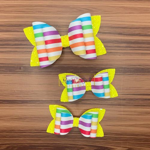 Rory Gail Handmade Bows Colored Stripes Double Diva Bow