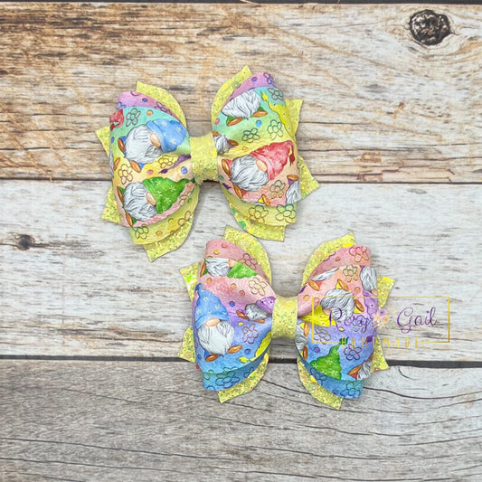 Rory Gail Handmade Bows Colorful Easter Gnomes 2.5 inch Phoebe Piggies