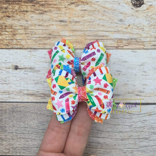 Rory Gail Handmade Bows Crayons 2.5 inch Phoebe Piggies