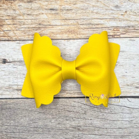Rory Gail Handmade Bows Crushed Pineapple 3.5 inch Scalloped Pinch Bow