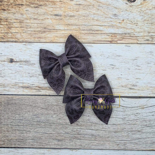 Rory Gail Handmade Bows Dark Grey Leopard 2 inch Sailor Piggies