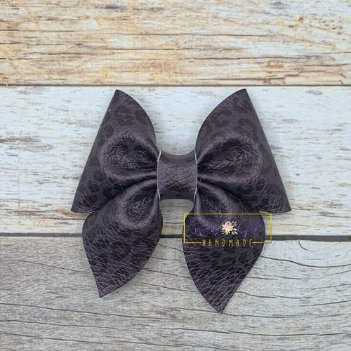 Rory Gail Handmade Bows Dark Grey Leopard 3 inch Sailor Bow