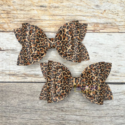 Rory Gail Handmade Bows Dark Leopard 3” Double Diva Piggies